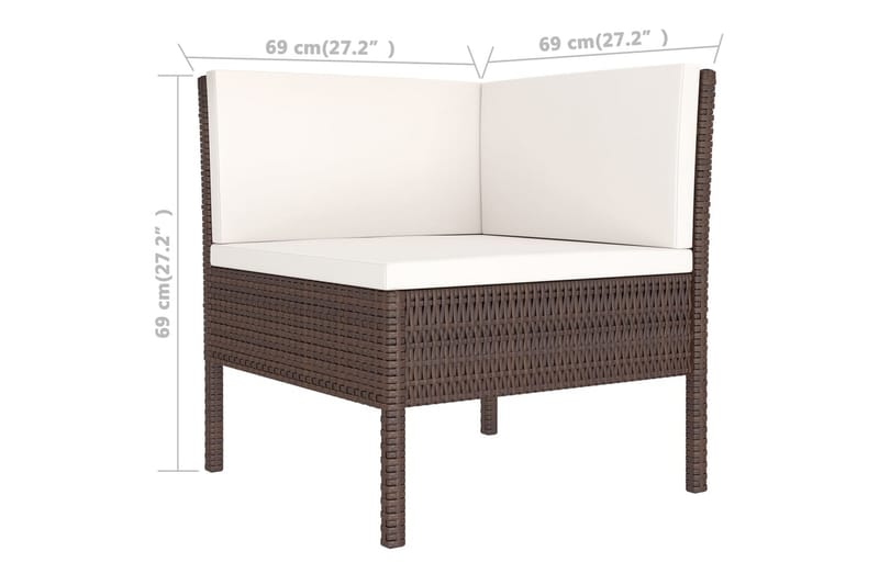 loungesæt til haven 10 dele med hynder polyrattan brun - Brun - Havemøbler - Loungemøbler - Loungesæt