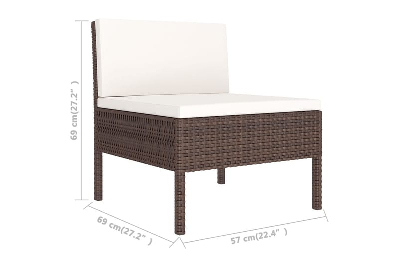 loungesæt til haven 10 dele med hynder polyrattan brun - Brun - Havemøbler - Loungemøbler - Loungesæt