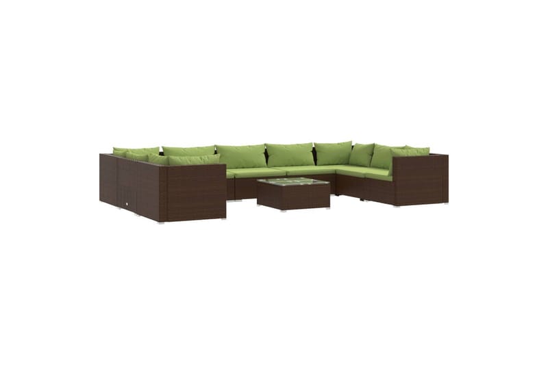 loungesæt til haven 10 dele med hynder polyrattan brun - Brun - Sofagrupper udendørs - Loungesæt - Altanmøbler