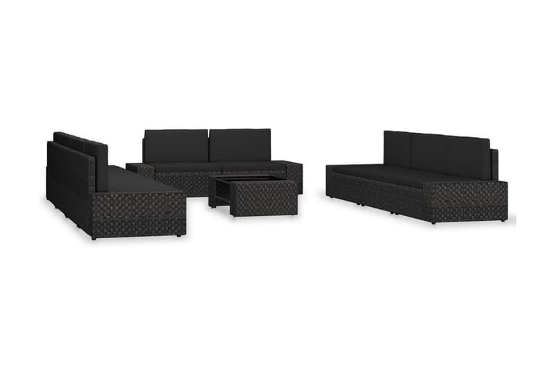 Loungesæt Til Haven 10 Dele Polyrattan Sort - Sort - Havemøbler - Loungemøbler - Loungesæt