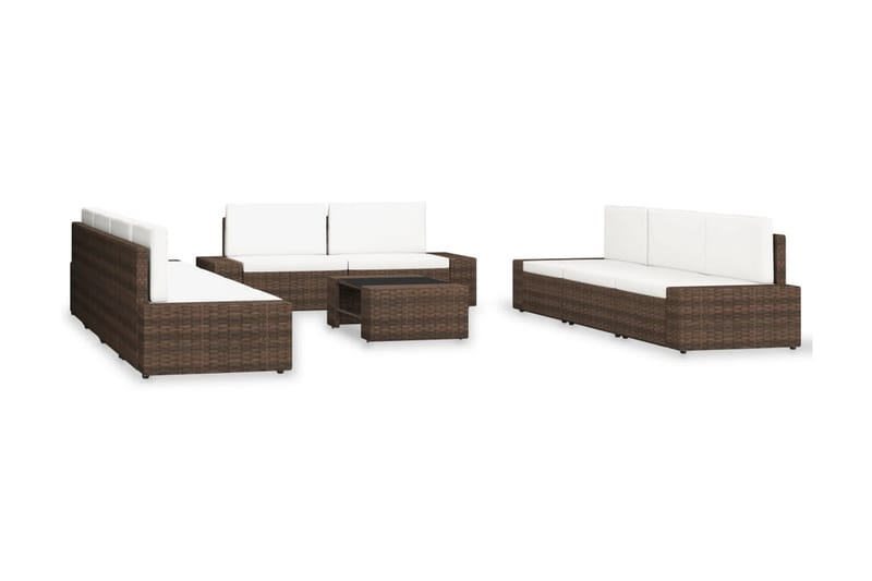 Loungesæt Til Haven 10 Dele Polyrattan Brun - Brun - Havemøbler - Loungemøbler - Loungesæt
