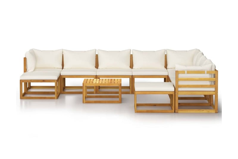 Loungesæt til haven 11 dele m. hynde massivt akacietræ creme - Creme - Havemøbler - Loungemøbler - Loungesæt