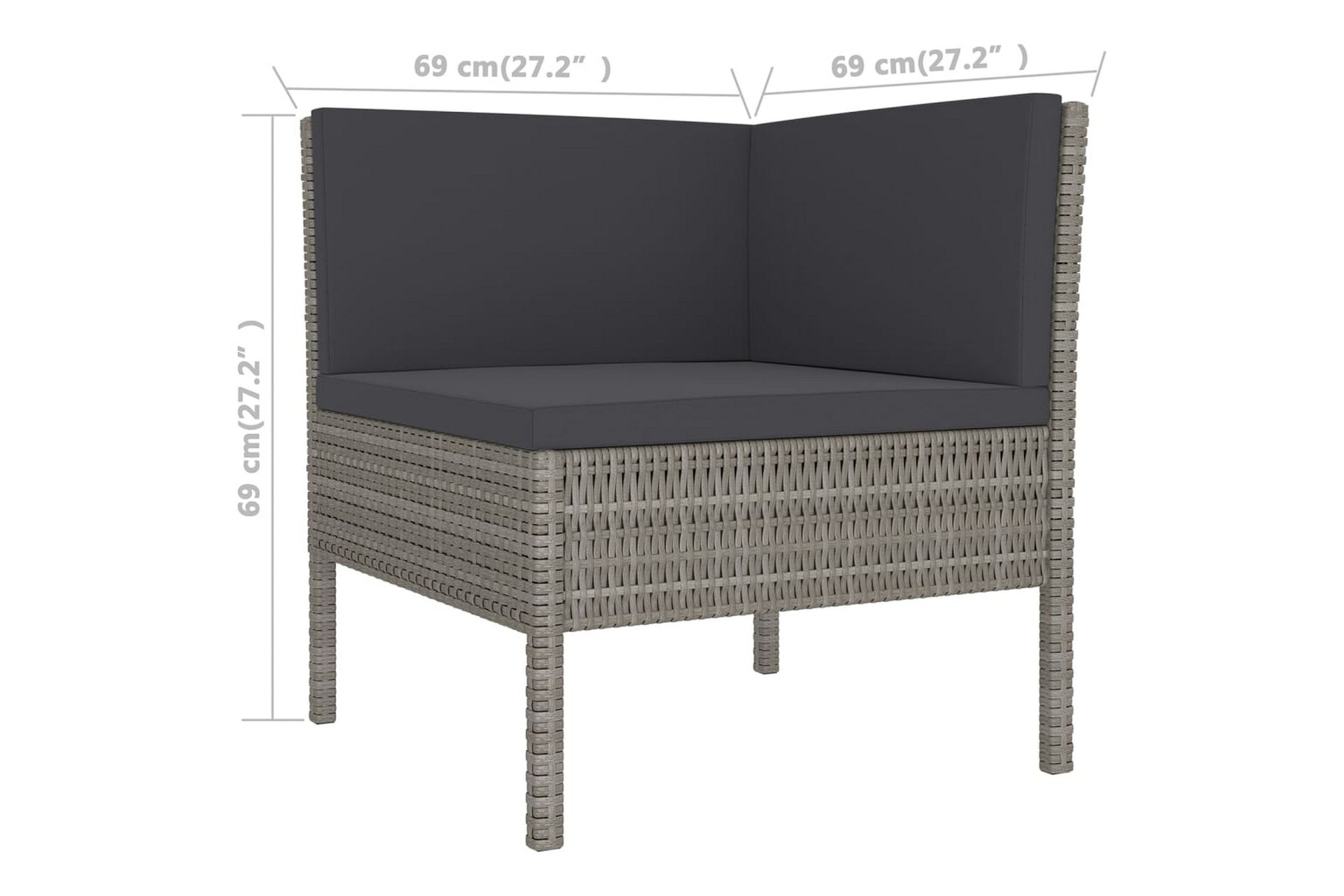 loungesæt til haven 11 dele med hynder polyrattan grå - Grå - Havemøbler - Loungemøbler - Loungesæt