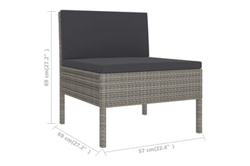 loungesæt til haven 11 dele med hynder polyrattan grå - Grå - Havemøbler - Loungemøbler - Loungesæt