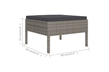 loungesæt til haven 11 dele med hynder polyrattan grå - Grå - Havemøbler - Loungemøbler - Loungesæt