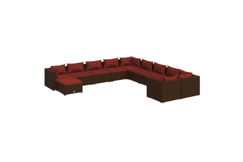 loungesæt til haven 11 dele med hynder polyrattan brun - Brun - Sofagrupper udendørs - Loungesæt - Altanmøbler