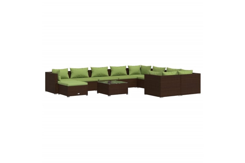 loungesæt til haven 11 dele med hynder polyrattan brun - Brun - Altanmøbler - Sofagrupper udendørs - Loungesæt