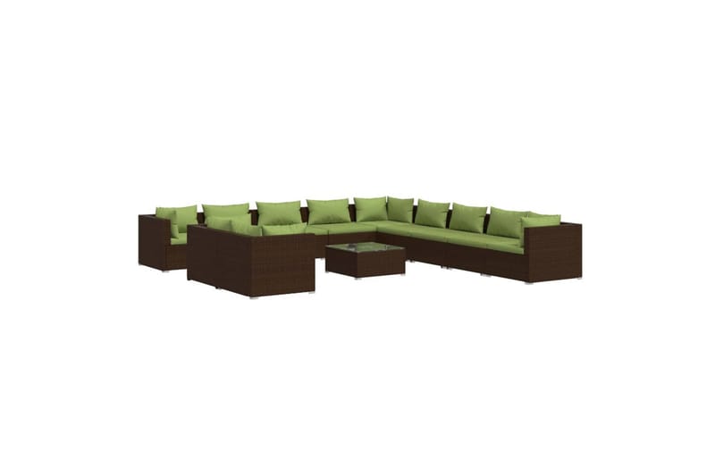 loungesæt til haven 12 dele med hynder polyrattan brun - Brun - Altanmøbler - Sofagrupper udendørs - Loungesæt
