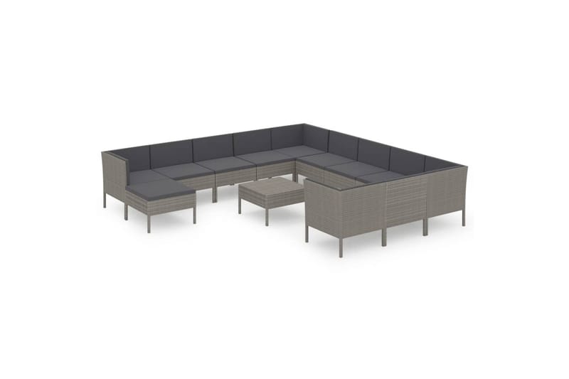 loungesæt til haven 13 dele med hynder polyrattan grå - Grå - Havemøbler - Loungemøbler - Loungesæt