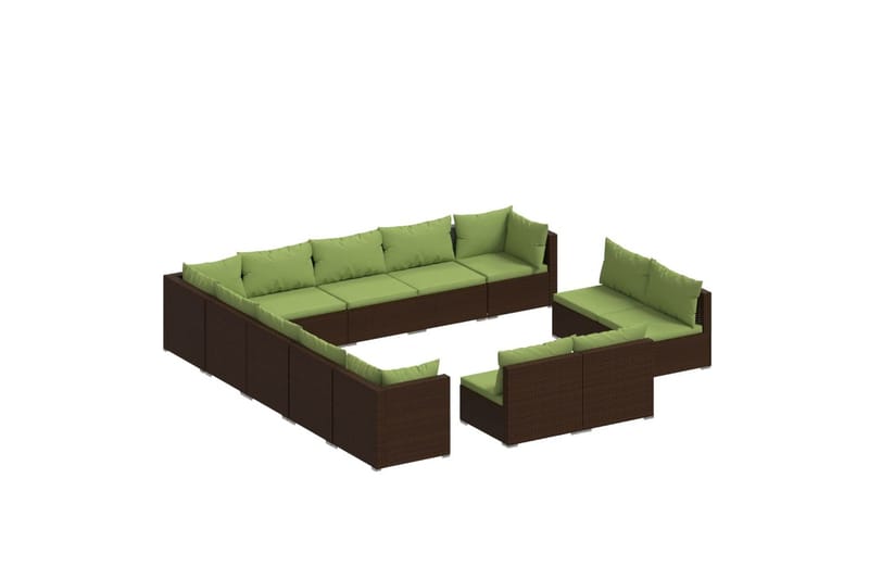 loungesæt til haven 13 dele med hynder polyrattan brun - Brun - Altanmøbler - Sofagrupper udendørs - Loungesæt