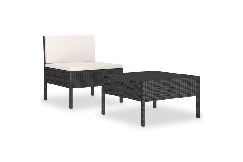 Loungesæt Til Haven 2 Dele Med Hynder Polyrattan Sort - Sort - Havemøbler - Loungemøbler - Loungesæt