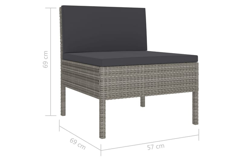 Loungesæt Til Haven 2 Dele Med Hynder Polyrattan Grå - Grå - Havemøbler - Loungemøbler - Loungesæt