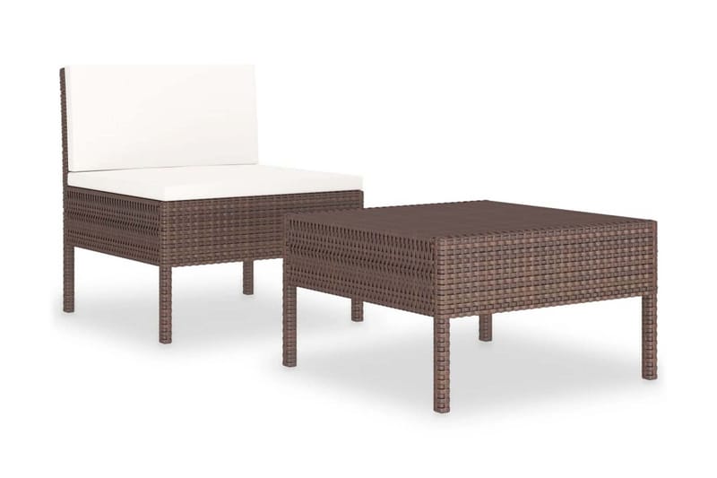 Loungesæt Til Haven 2 Dele Med Hynder Polyrattan Brun - Brun - Havemøbler - Loungemøbler - Loungesæt