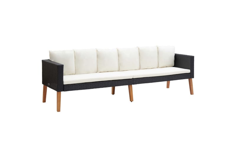 Loungesæt til haven 2 dele med hynder polyrattan sort - Sort - Havemøbler - Loungemøbler - Loungesæt