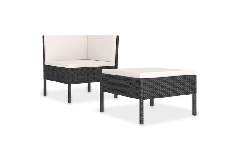 loungesæt til haven 2 dele med hynder polyrattan sort - Sort - Havemøbler - Loungemøbler - Loungesæt