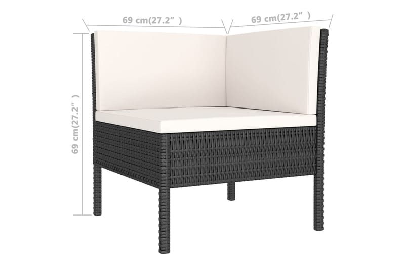 loungesæt til haven 2 dele med hynder polyrattan sort - Sort - Havemøbler - Loungemøbler - Loungesæt