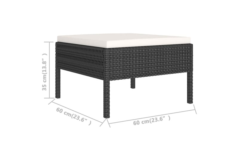 loungesæt til haven 2 dele med hynder polyrattan sort - Sort - Havemøbler - Loungemøbler - Loungesæt