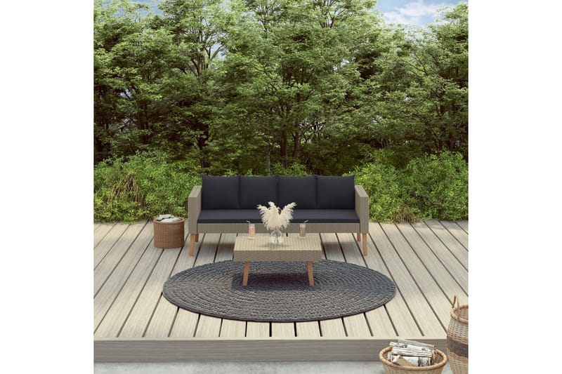 Loungesæt til haven 2 dele med hynder polyrattan beige - Beige - Altanmøbler - Sofagrupper udendørs - Loungesæt