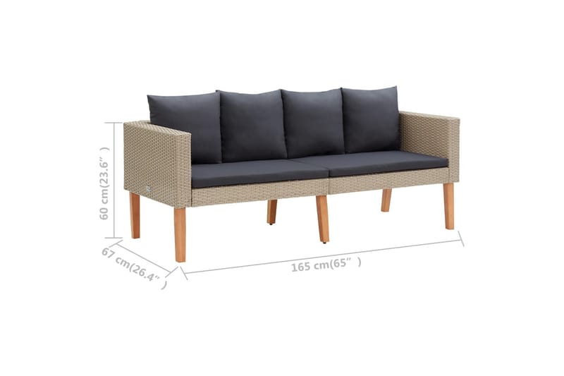 Loungesæt til haven 2 dele med hynder polyrattan beige - Beige - Havemøbler - Loungemøbler - Loungesæt