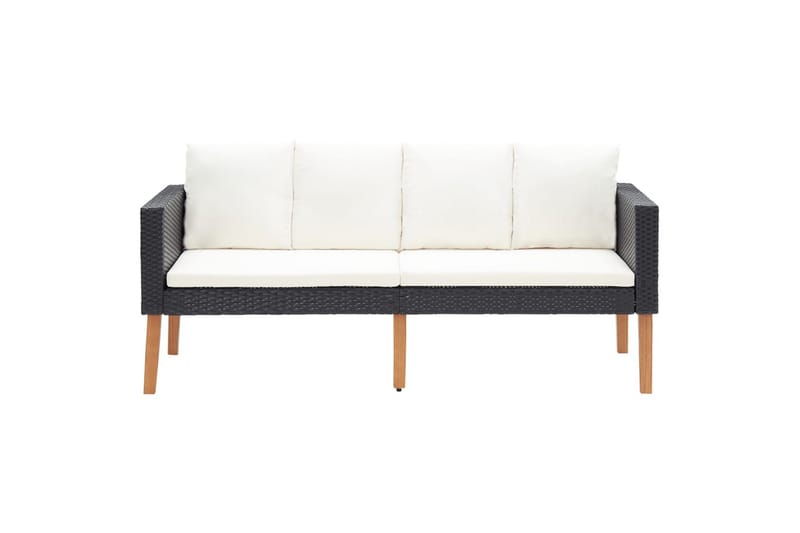 Loungesæt til haven 2 dele med hynder polyrattan sort - Sort - Havemøbler - Loungemøbler - Loungesæt