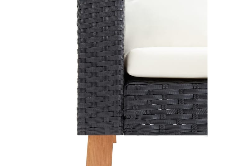 Loungesæt til haven 2 dele med hynder polyrattan sort - Sort - Havemøbler - Loungemøbler - Loungesæt