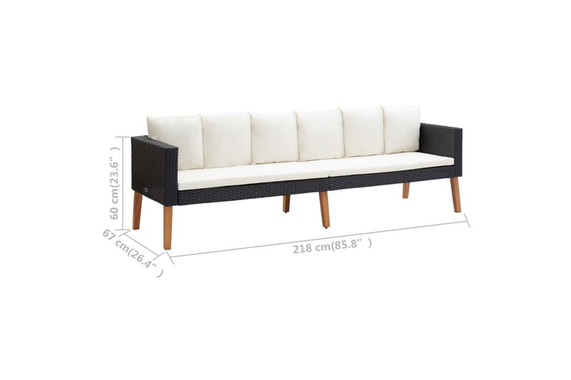 Loungesæt til haven 2 dele med hynder polyrattan sort - Sort - Havemøbler - Loungemøbler - Loungesæt