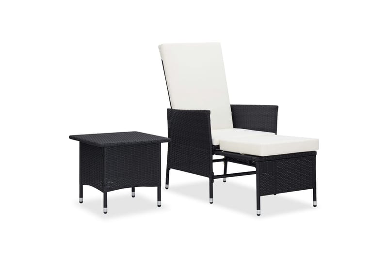 Loungesæt til haven 2 dele med hynder polyrattan sort - Sort - Havemøbler - Loungemøbler - Loungesæt