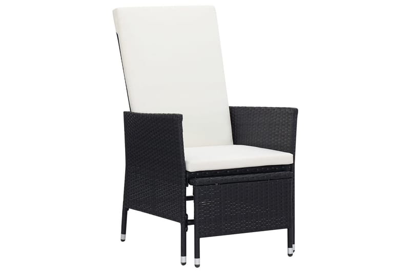 Loungesæt til haven 2 dele med hynder polyrattan sort - Sort - Havemøbler - Loungemøbler - Loungesæt