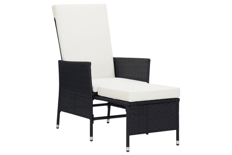 Loungesæt til haven 2 dele med hynder polyrattan sort - Sort - Havemøbler - Loungemøbler - Loungesæt