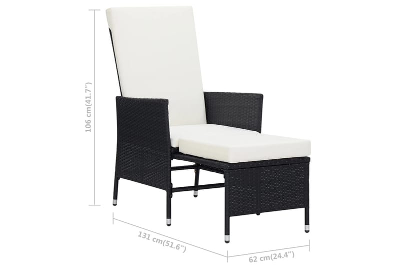 Loungesæt til haven 2 dele med hynder polyrattan sort - Sort - Havemøbler - Loungemøbler - Loungesæt