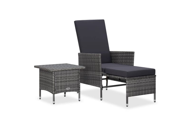 Loungesæt til haven 2 dele med hynder polyrattan grå - Grå - Havemøbler - Loungemøbler - Loungesæt