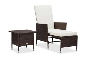 Loungesæt til haven 2 dele med hynder polyrattan brun - Brun - Havemøbler - Loungemøbler - Loungesæt