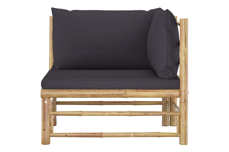 Loungesæt til haven 2 dele med mørkegrå hynder bambus - Brun - Altanmøbler - Sofagrupper udendørs - Loungesæt