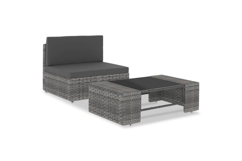 Loungesæt Til Haven 2 Dele Polyrattan Grå - Grå - Havemøbler - Loungemøbler - Loungesæt