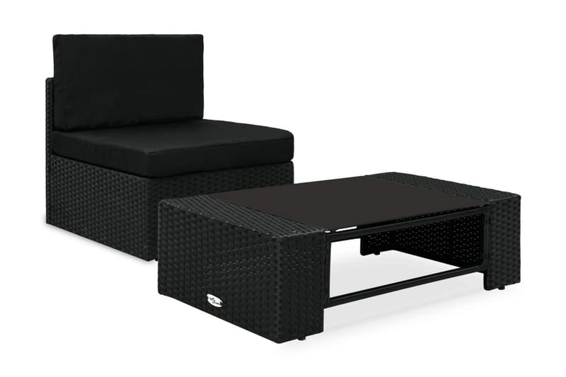 Loungesæt Til Haven 2 Dele Polyrattan Sort - Sort - Havemøbler - Loungemøbler - Loungesæt