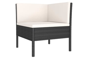 Loungesæt Til Haven 3 Dele Med Hynder Polyrattan Sort - Sort - Havemøbler - Loungemøbler - Loungesæt