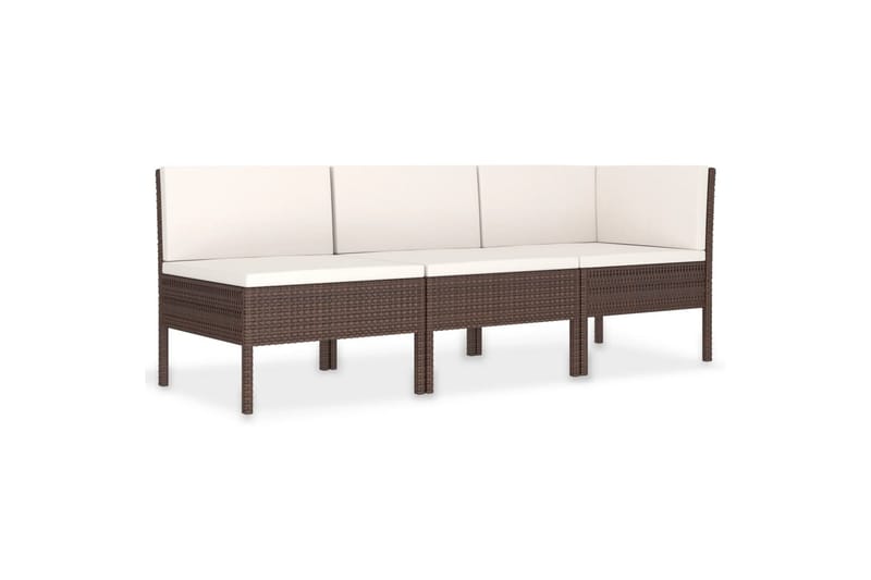 Loungesæt Til Haven 3 Dele Med Hynder Polyrattan Brun - Brun - Havemøbler - Loungemøbler - Loungesæt
