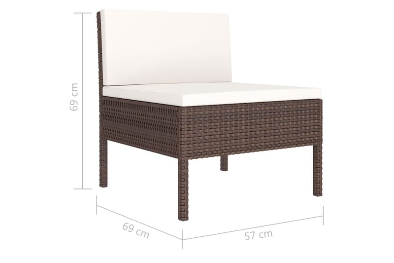 Loungesæt Til Haven 3 Dele Med Hynder Polyrattan Brun - Brun - Havemøbler - Loungemøbler - Loungesæt