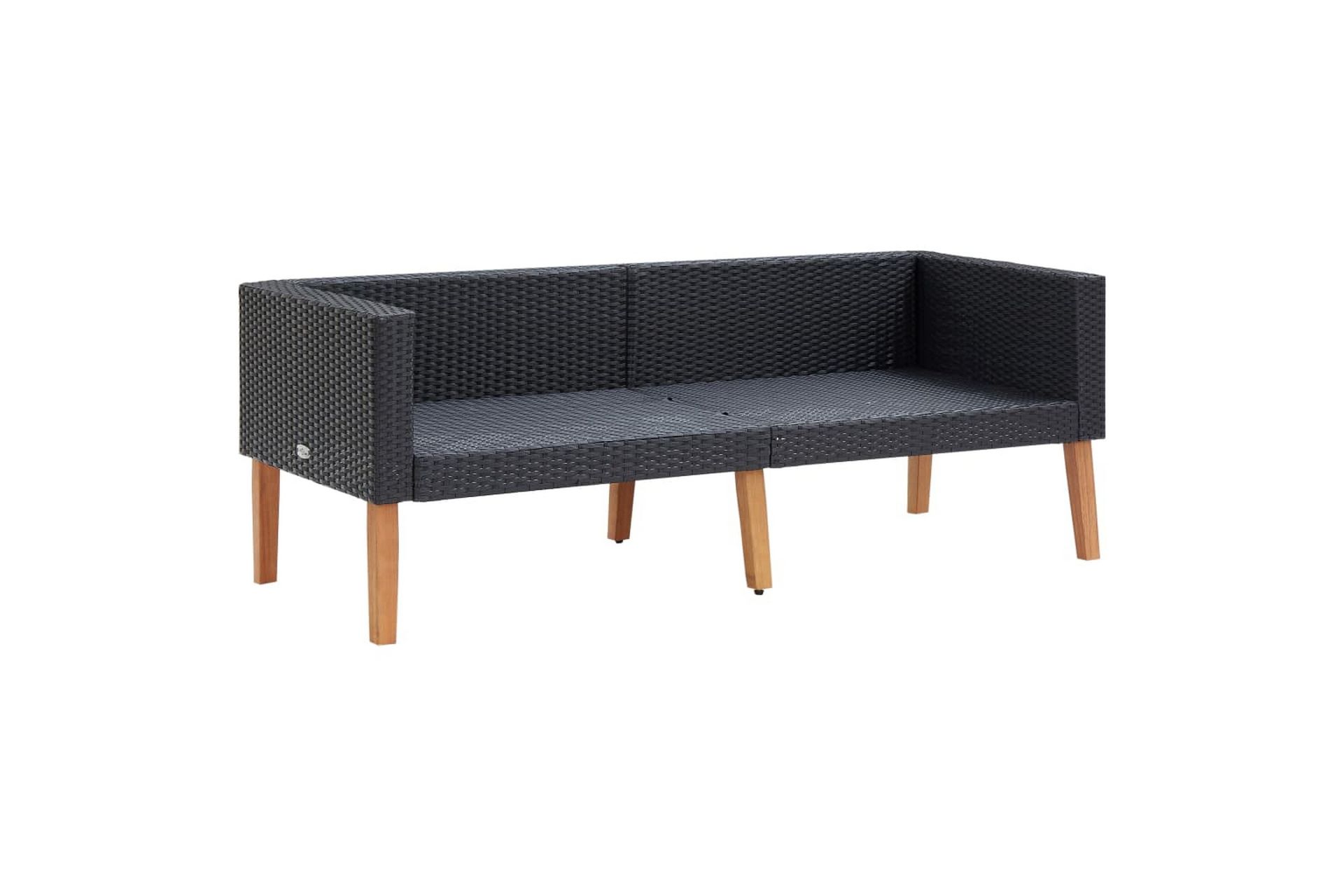 Loungesæt til haven 3 dele med hynder polyrattan sort - Sort - Havemøbler - Loungemøbler - Loungesæt