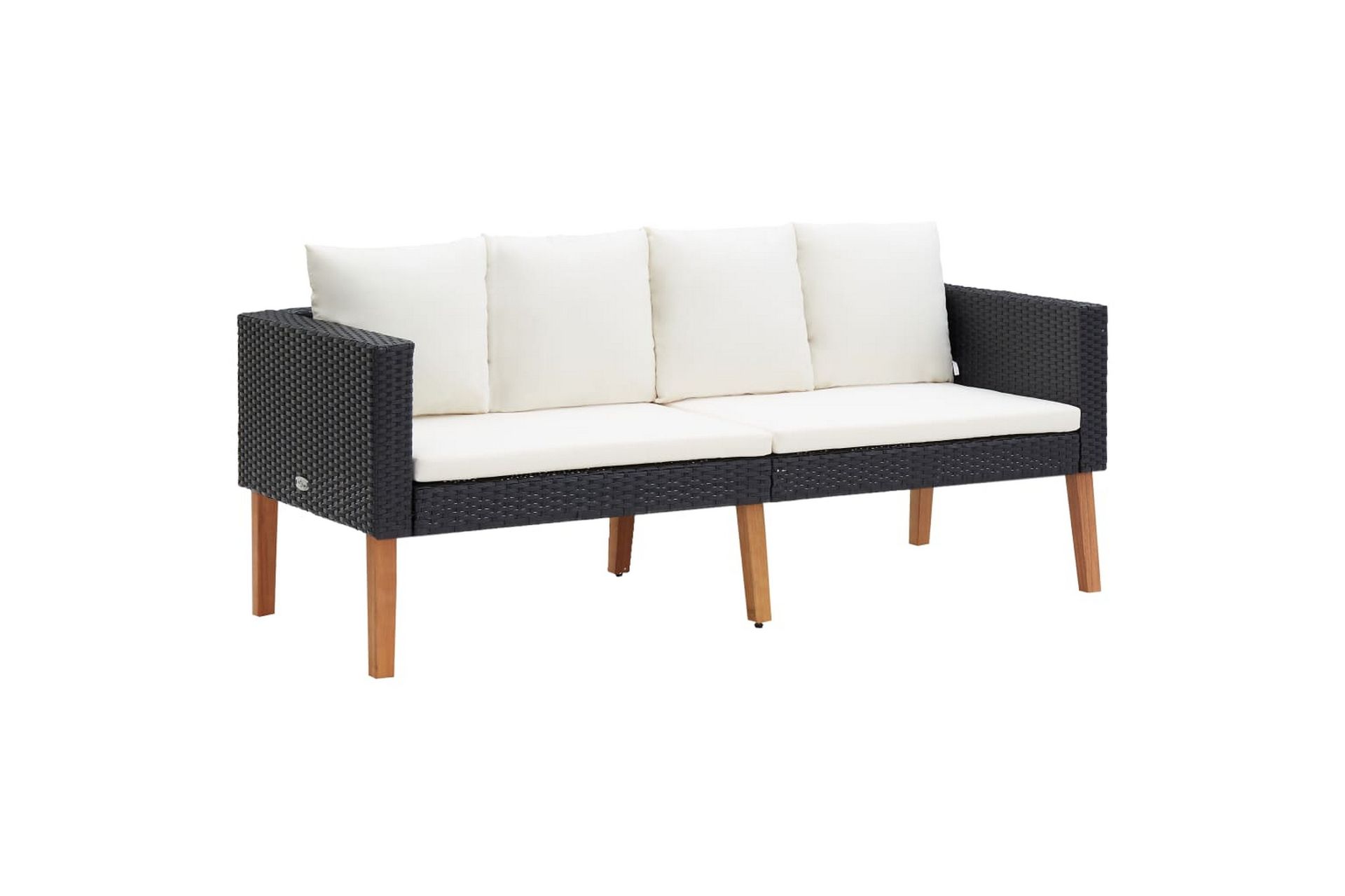 Loungesæt til haven 3 dele med hynder polyrattan sort - Sort - Havemøbler - Loungemøbler - Loungesæt