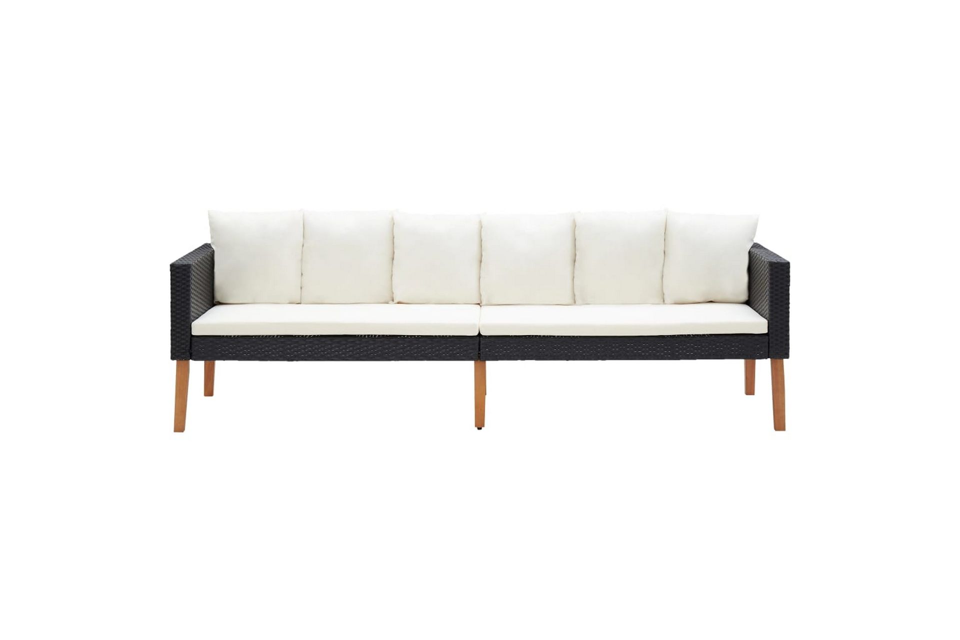 Loungesæt til haven 3 dele med hynder polyrattan sort - Sort - Havemøbler - Loungemøbler - Loungesæt