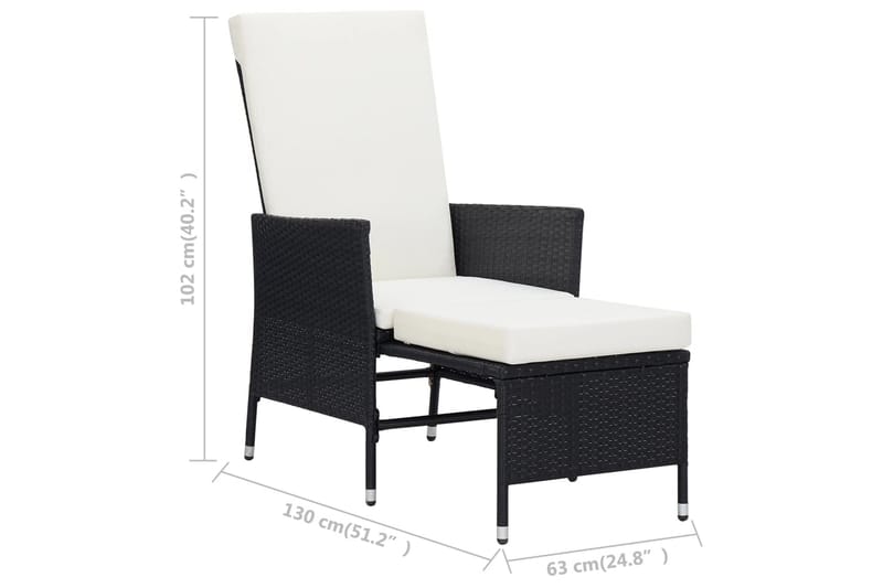 Loungesæt til haven 3 dele med hynder polyrattan sort - Sort - Havemøbler - Loungemøbler - Loungesæt
