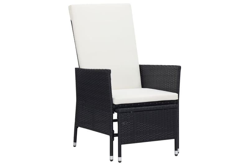Loungesæt til haven 3 dele med hynder polyrattan sort - Sort - Havemøbler - Loungemøbler - Loungesæt