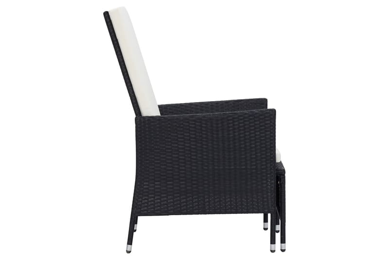 Loungesæt til haven 3 dele med hynder polyrattan sort - Sort - Havemøbler - Loungemøbler - Loungesæt