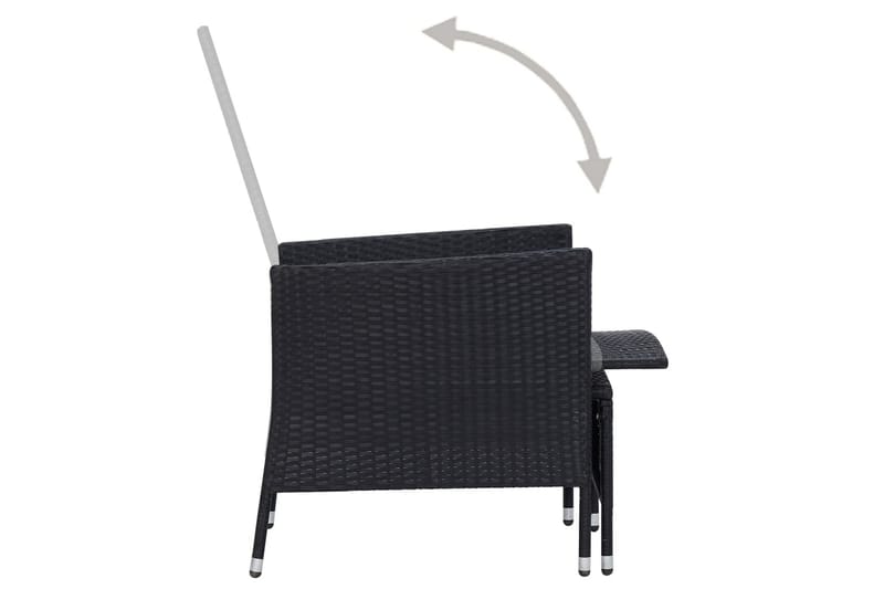 Loungesæt til haven 3 dele med hynder polyrattan sort - Sort - Havemøbler - Loungemøbler - Loungesæt