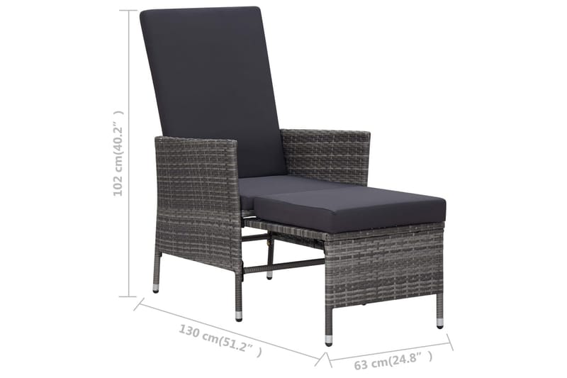 Loungesæt til haven 3 dele med hynder polyrattan grå - Grå - Havemøbler - Loungemøbler - Loungesæt