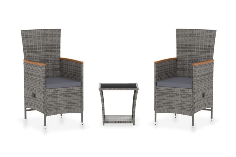 loungesæt til haven 3 dele med hynder polyrattan grå - Grå - Havemøbler - Loungemøbler - Loungesæt