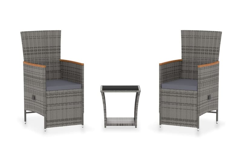 loungesæt til haven 3 dele med hynder polyrattan grå - Grå - Havemøbler - Loungemøbler - Loungesæt