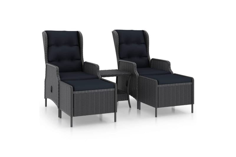 Loungesæt Til Haven 3 Dele Med Hynder Polyrattan Mørkegrå - Grå - Havemøbler - Loungemøbler - Loungesæt