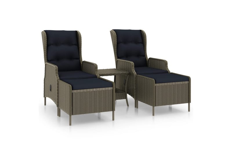 Loungesæt Til Haven 3 Dele Med Hynder Polyrattan Brun - Brun - Havemøbler - Loungemøbler - Loungesæt